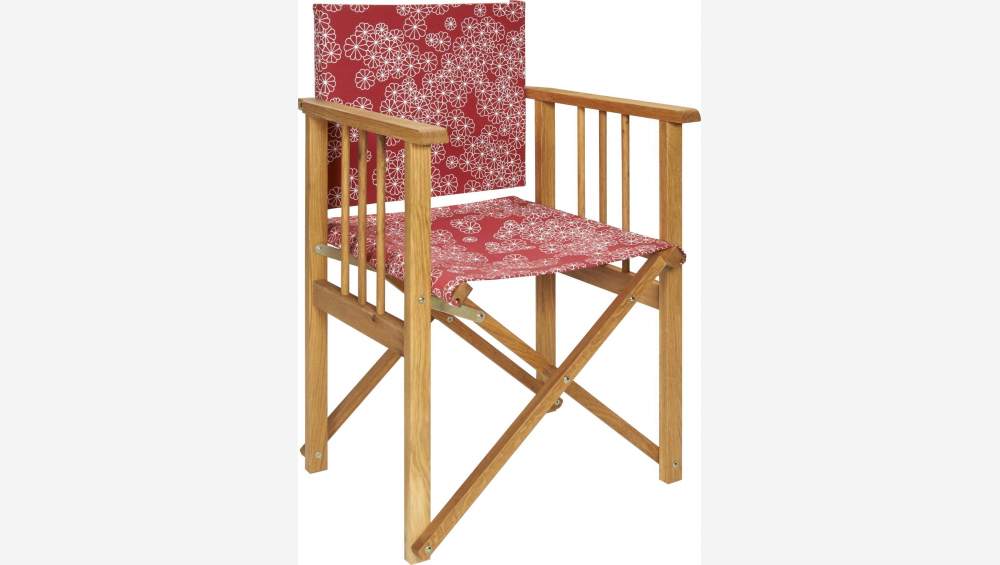 Toile en coton pour chaise pliante - Fleurs rouges (structure vendue séparément)