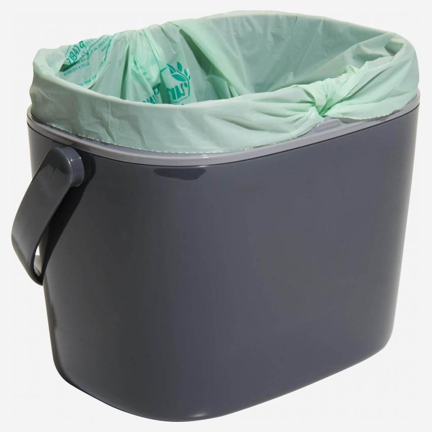 Cubo para compost y basura orgánica - 6,6 L - Gris