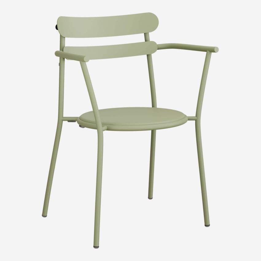 Cadeira de jardim com apoios para os braços em aço – Verde tília - Design by Studio Brichet-Ziegler