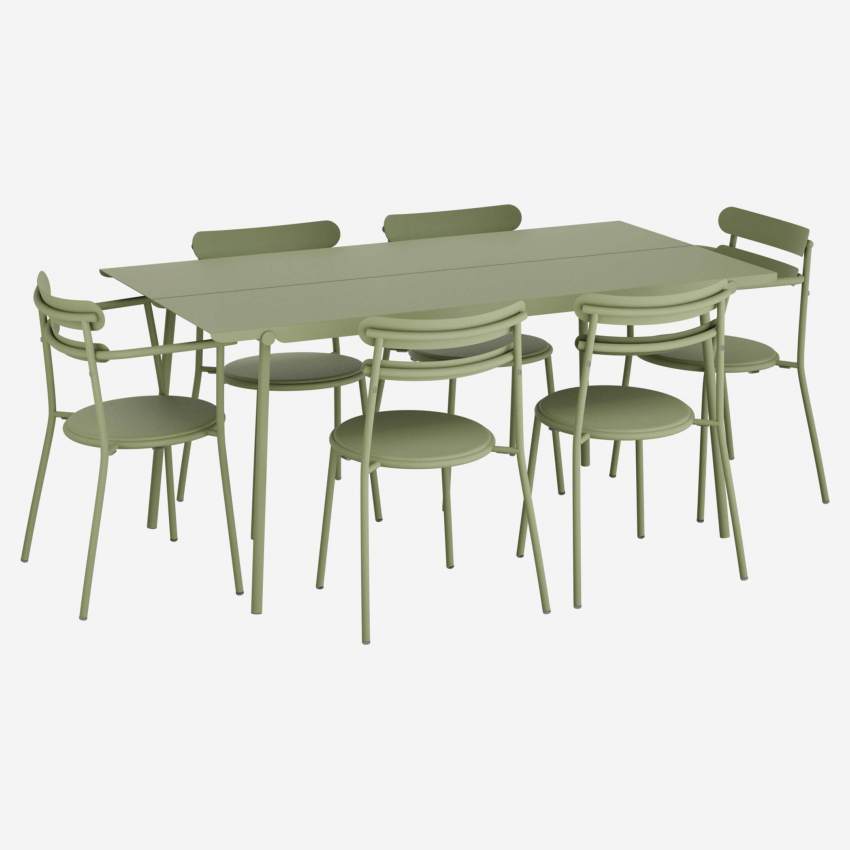 Table de jardin en acier – 6 personnes - Vert tilleul - Design by Studio Brichet-Ziegler