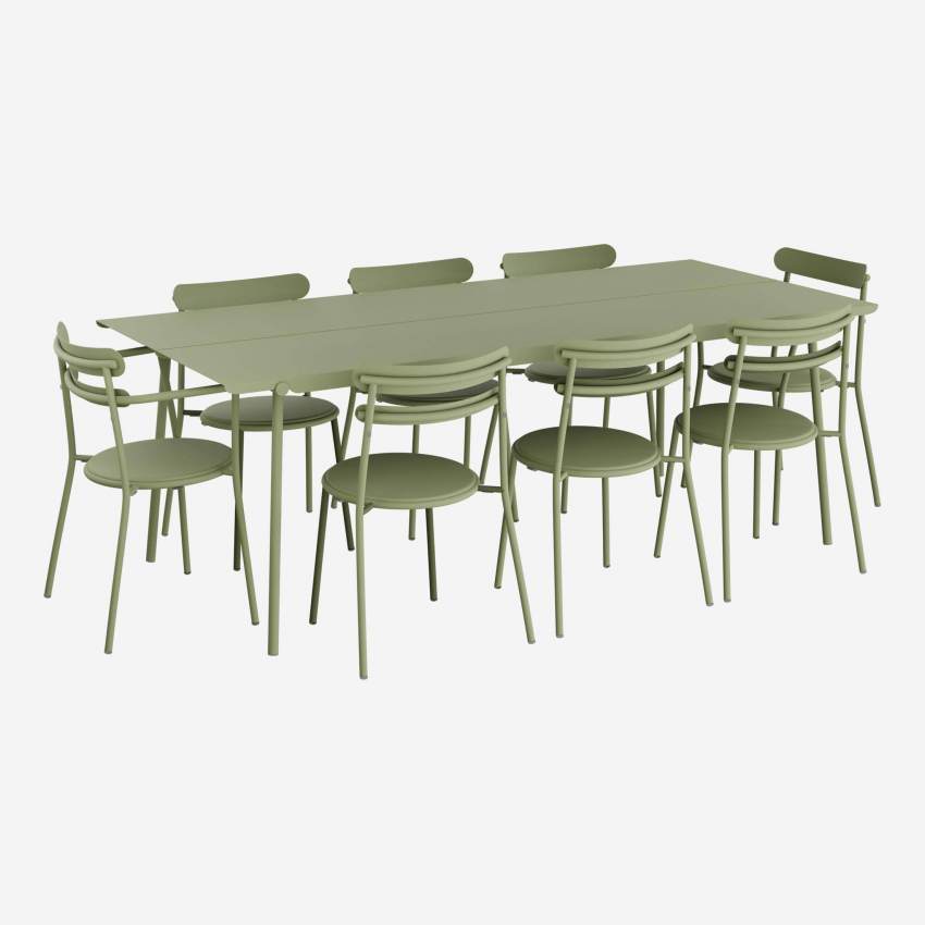 Tavolo da giardino in acciaio – 8 persone – Verde tiglio – Design by Studio Brichet-Ziegler