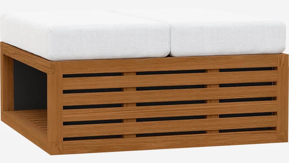 Mesa de centro de jardin de madera de acacia con colchón de tela - Gris claro