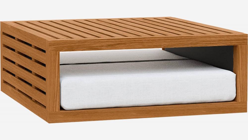 Mesa de centro de jardim em madeira de acácia com colchão em tecido - Cinzento-claro