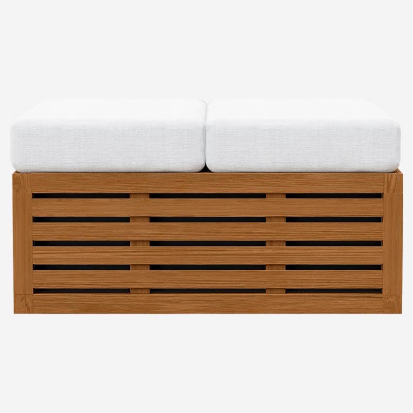 Tavolino da giardino in legno di acacia con materasso in tessuto - Grigio chiaro