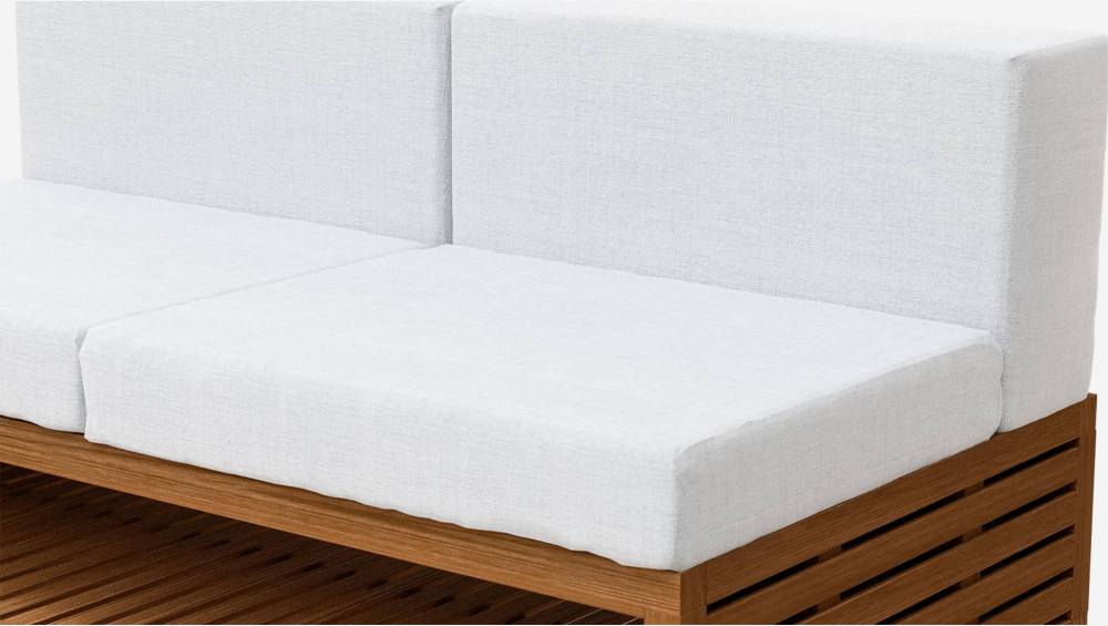 Sofá de jardín 2 plazas de madera de acacia con colchón de tela - Gris claro