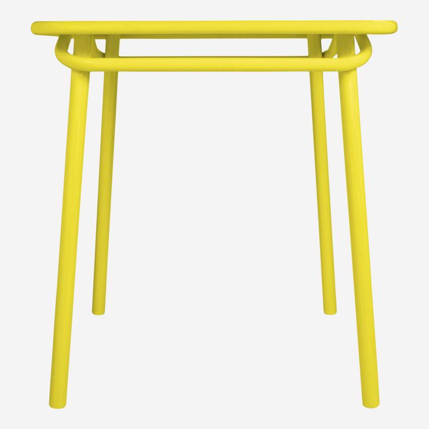 Mesa de jardim quadrada em aço amarelo