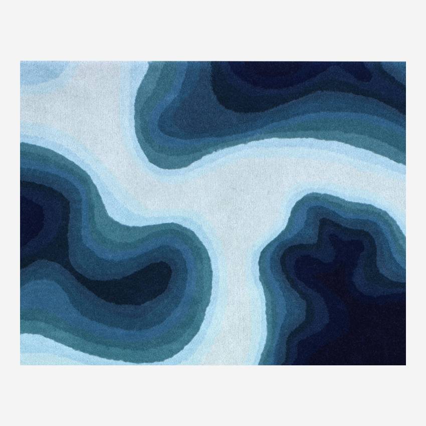 Tapis en laine tufté main - 170 x 240 cm - Motif bleu - Design by Claire Leina