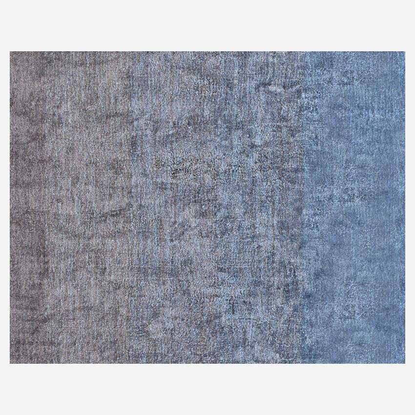 Handgeknoopt viscose tapijt - 170 x 240 cm - Grijs en blauw
