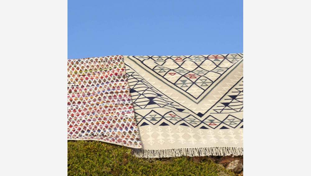 Tapis esprit aztèque  en laine tissé main - 170 x 240 cm - Multicolore - Création de Floriane Jacques