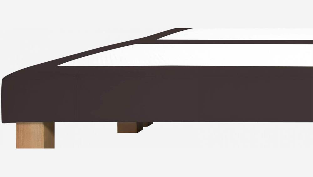 Bettuntergestell mit Lattenrost 2x90x200cm aus Kunstleder, graubraun