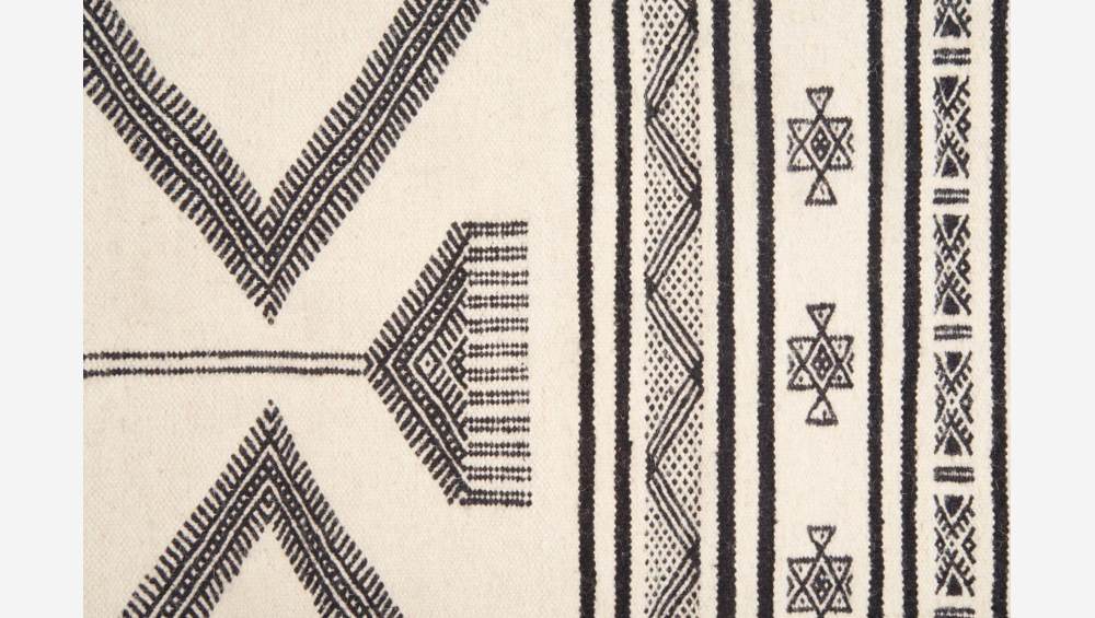 Tapis esprit berbère en laine tissé main - 170 x 240 cm - Motif noir et blanc