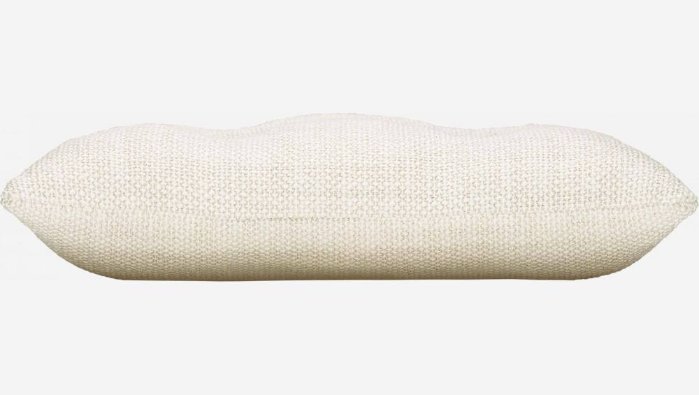 Almofada 30x50cm em tecido trançado branco e botões