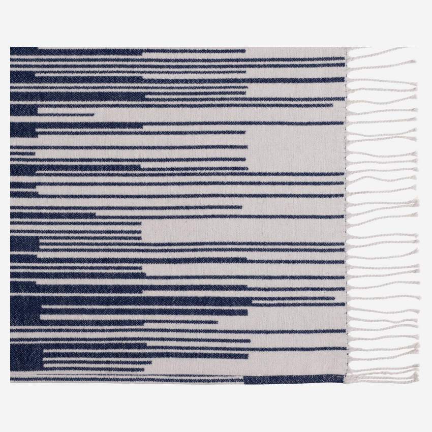 Plaid 127X180 cm, aus Baumwolle, blau und grau