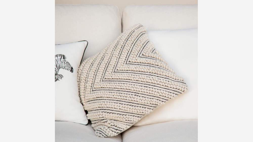 Tapis en laine tissé et tricoté - 170 x 240 cm - Motif gris