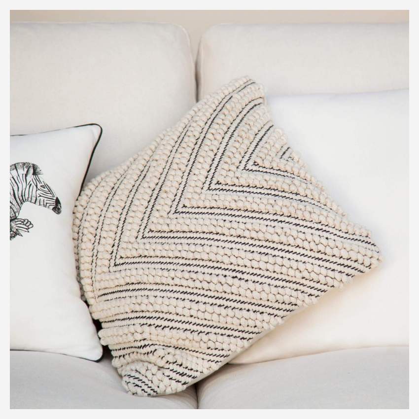 Tapis en laine tissé et tricoté - 170 x 240 cm - Motif gris