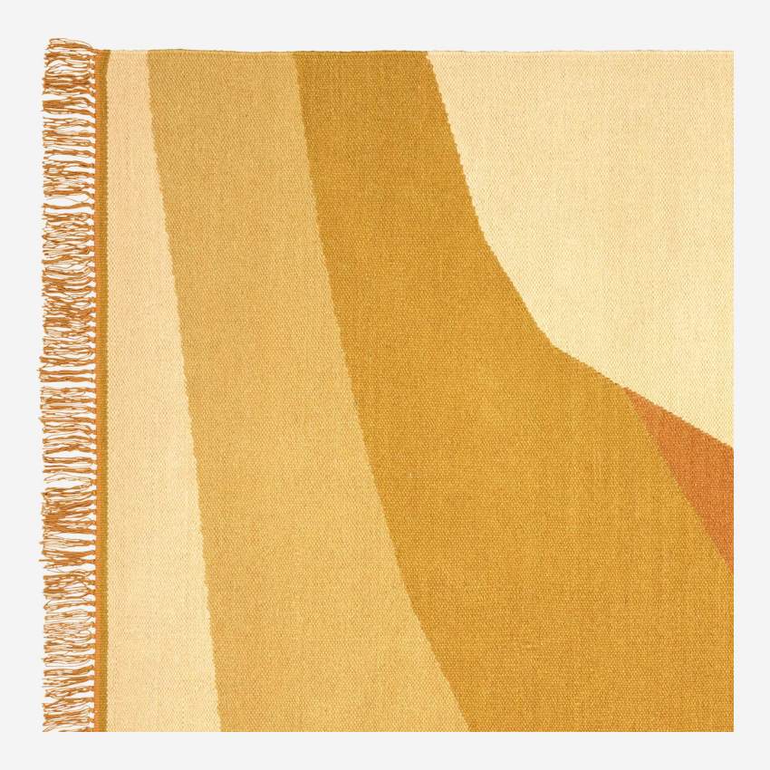 Tapis en laine et coton tissé main - 170 x 240 cm - Jaune - Création de Floriane Jacques