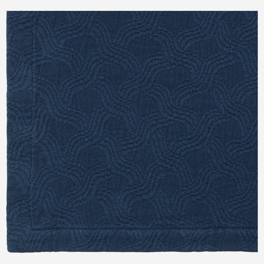 Dessus de lit en coton jacquard -230 x 260 cm - Bleu foncé