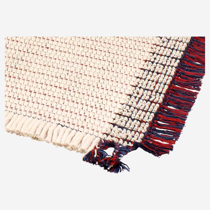 Tappeto reversibile con grandi frange in lana e cotone - 170 x 240 cm - Multicolore