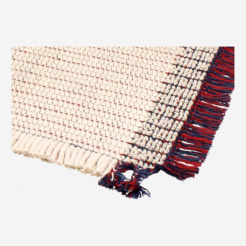 Alfombra reversible con flecos de lana y algodón - 170 x 240 cm - Multicolor