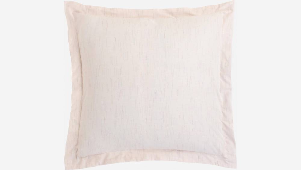 Funda de almohada de algodón - 65 x 65 - Blanco a rayas