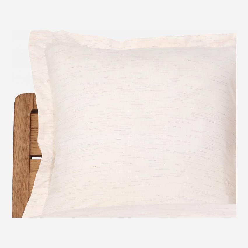 Taie d'oreiller en coton - 65 x 65 cm - Blanc et rayures