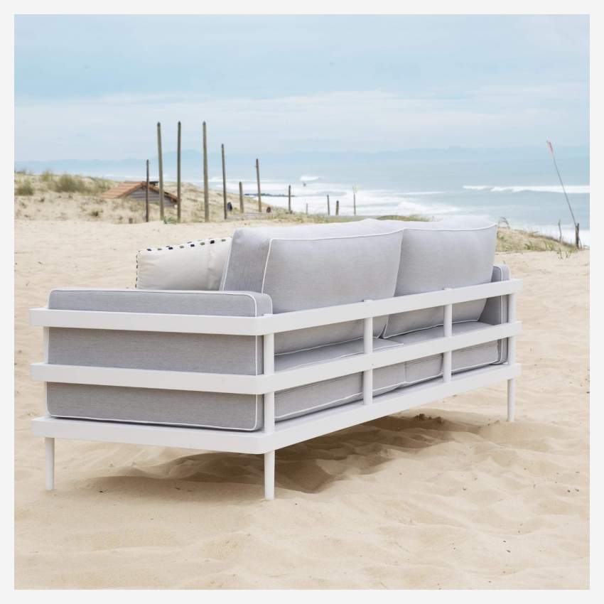 Canapé de jardin en aluminium avec coussins Sunbrella - Blanc