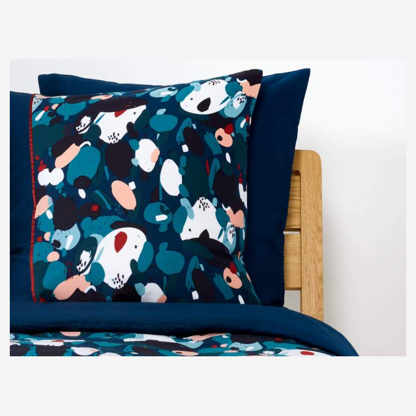Funda de almohada de algodón  - 65x 65 cm -Azul