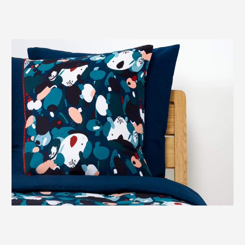 Funda de almohada de algodón  - 65x 65 cm -Azul