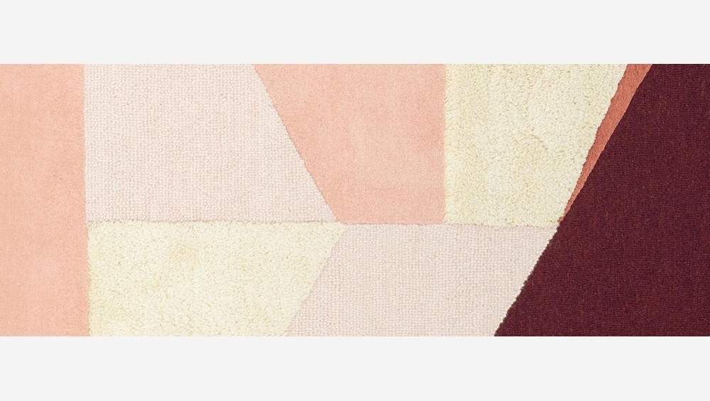 Tapis en laine tufté main - 170 x 240 cm - Motif rose et beige