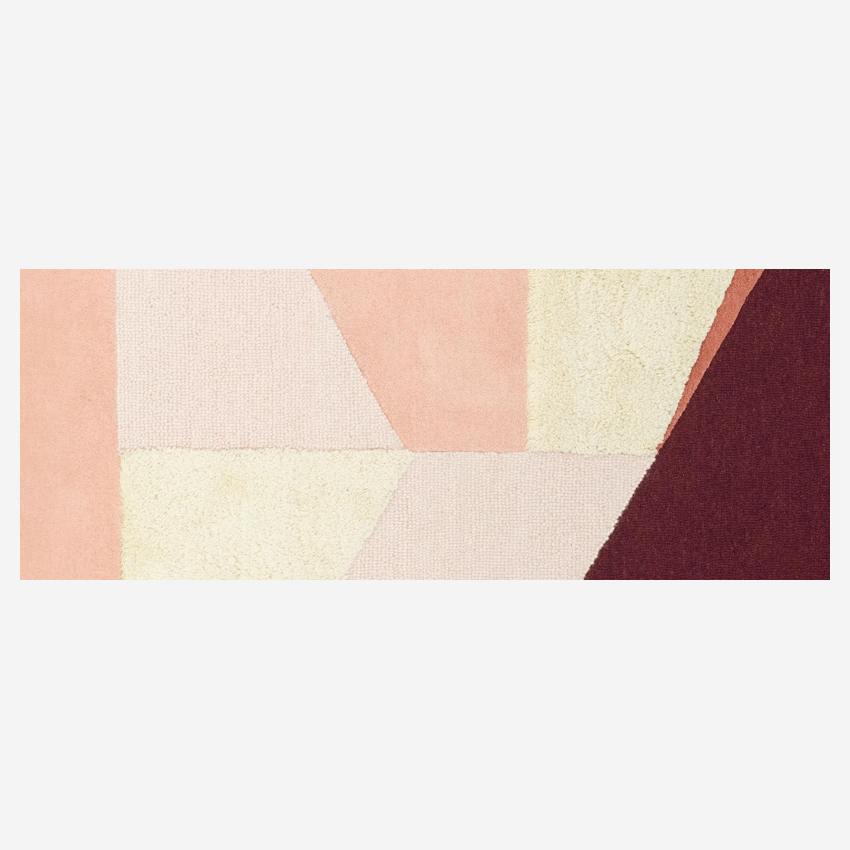 Tapis en laine tufté main - 170 x 240 cm - Motif rose et beige