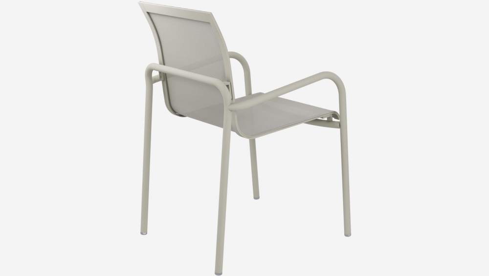 Chaise de jardin en aluminium et textilène avec accoudoir - Gris tourterelle