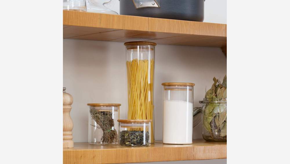 Glasbehälter mit Deckel aus Bambus - 10 x 31 cm