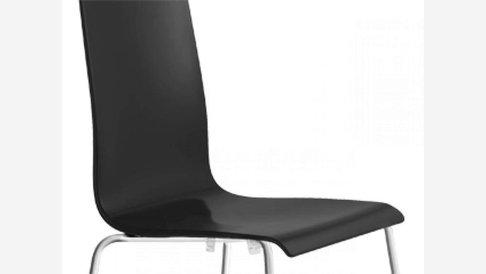 Chaise empilable en plastique noir et pieds en acier
