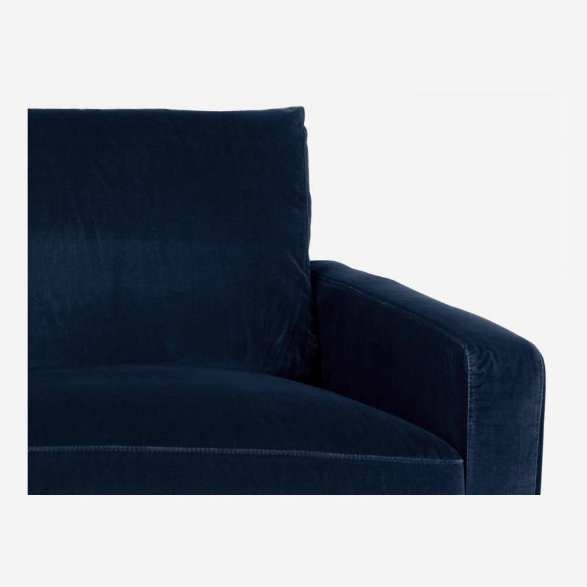 3-Sitzer-Sofa aus Samt - Marineblau - Eichenfüße