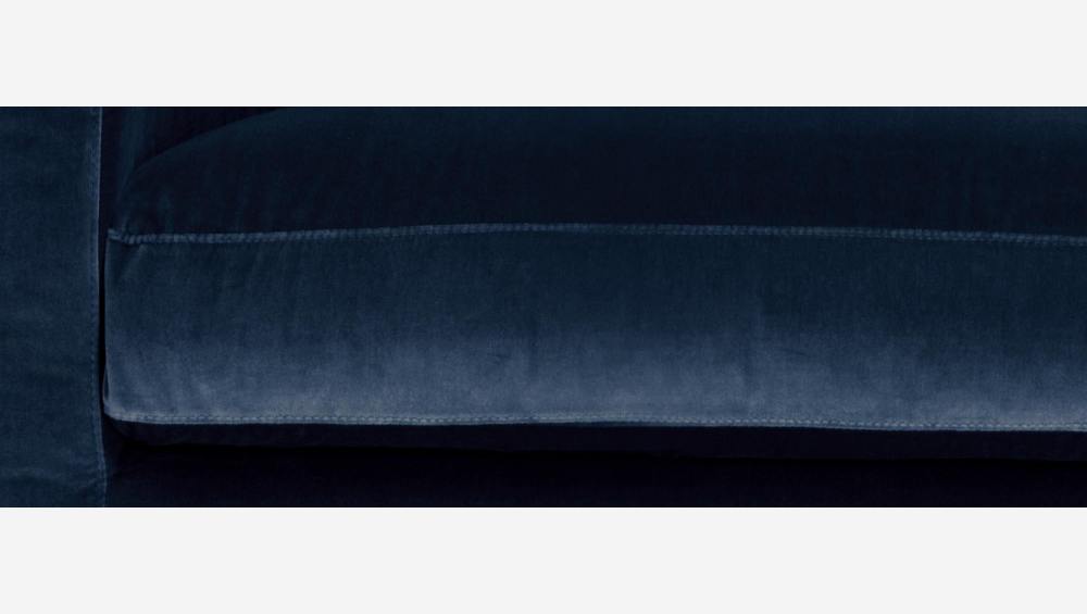 Canapé 3 places en velours - Bleu marine - Pieds noirs