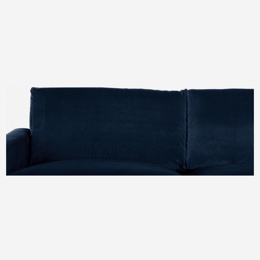 3-Sitzer-Sofa aus Samt - Marineblau - Schwarze Füße