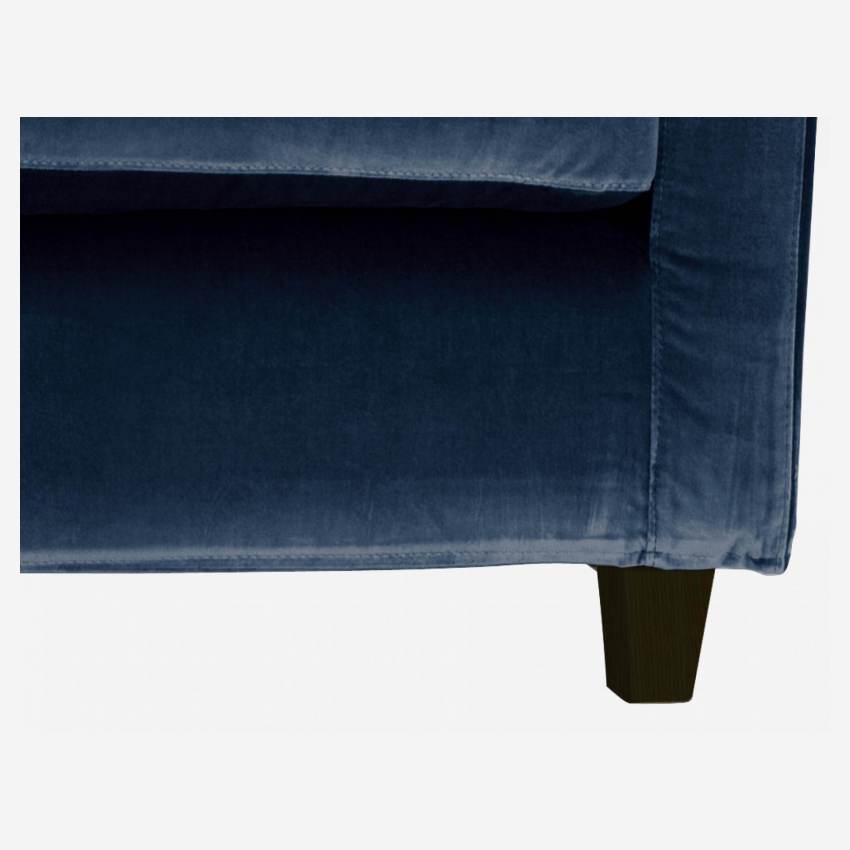 Sofá 3 plazas de terciopelo - Azul marino - Patas negras