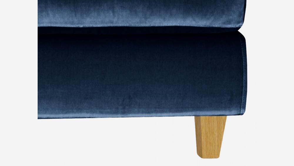 Sofá de ángulo 2 plazas de terciopelo - Azul marino - Patas roble