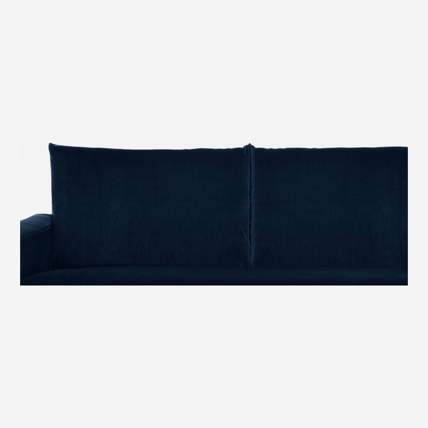 Sofá de ángulo 2 plazas de terciopelo - Azul marino - Patas negras