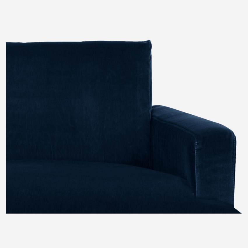 Sofá de ángulo 2 plazas de terciopelo - Azul marino - Patas negras