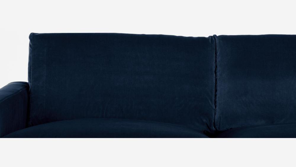 2-Sitzer-Sofa aus Samt - Marineblau - Eichenfüße