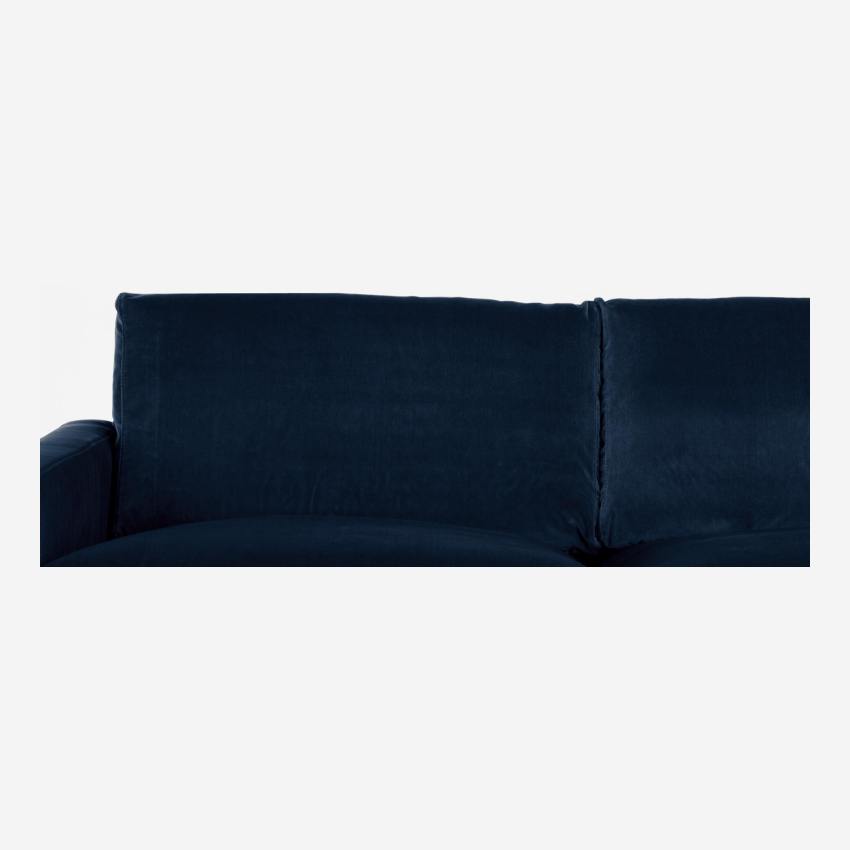 Canapé 2 places en velours - Bleu marine - Pieds noirs