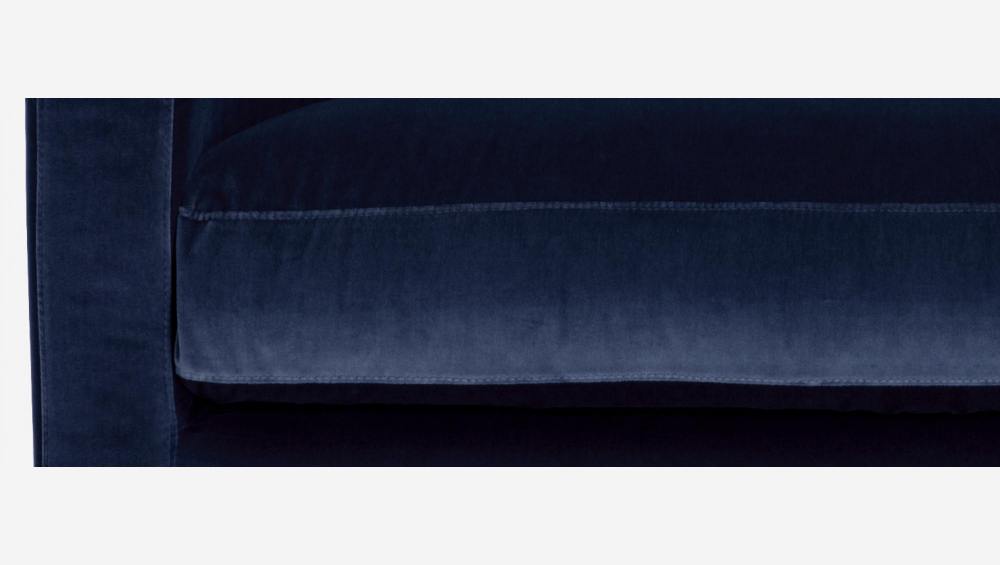 Kompaktsofa aus Samt - Marineblau - Schwarze Füße