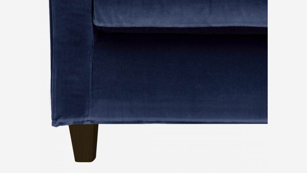 Sofá compacto em veludo - azul marinho - Pés pretos