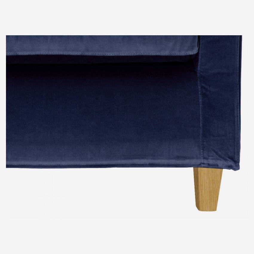 Sessel aus Samt - Marineblau - Eichenfüße