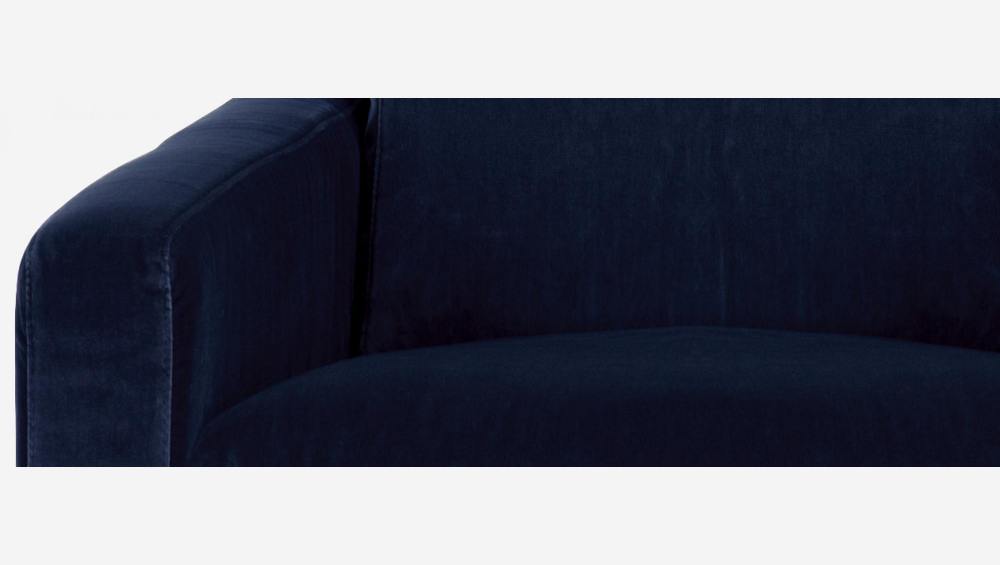 Sessel aus Samt - Marineblau - Schwarze Füße