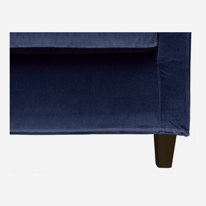 Sessel aus Samt - Marineblau - Schwarze Füße
