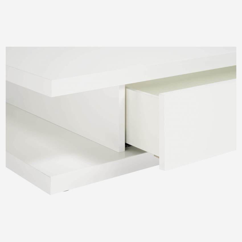Table basse avec 2 tiroirs en blanc laqué