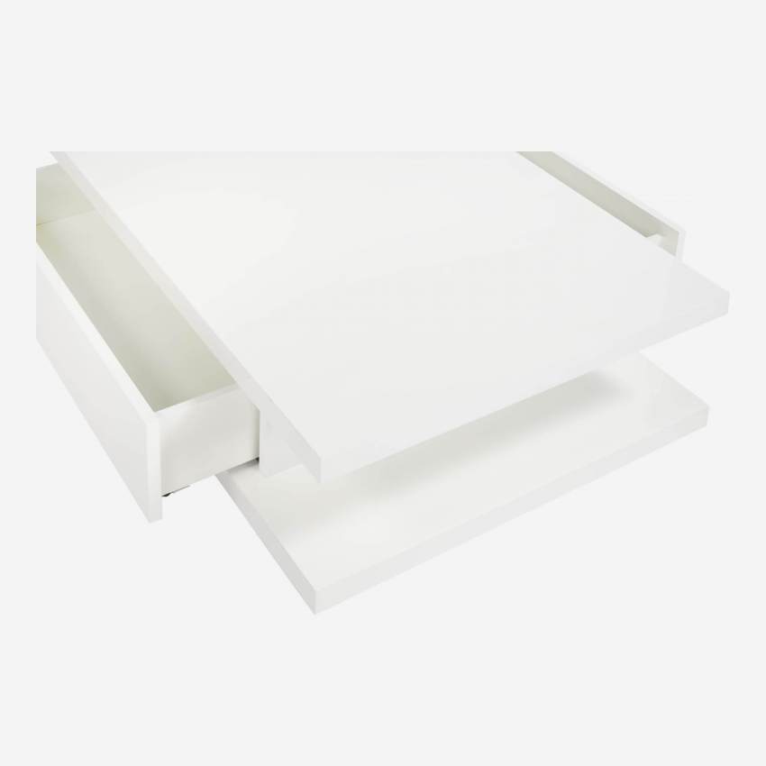 Table basse avec 2 tiroirs en blanc laqué