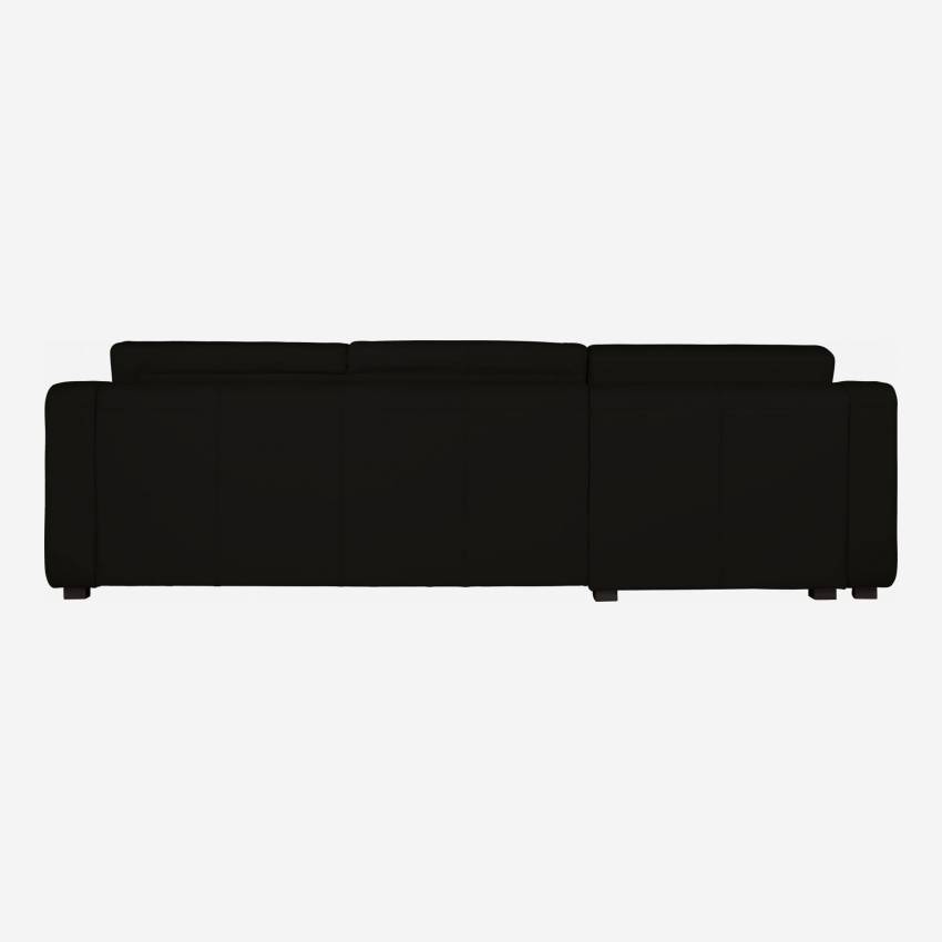 Canapé d'angle 3 places convertible en cuir - Noir
